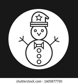 Snowman Thin Line Winter Icon flat design