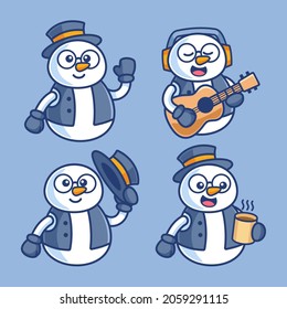 Snowman with Top Hat Cartoon Character Collection