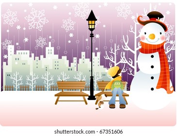 Snowman in Town