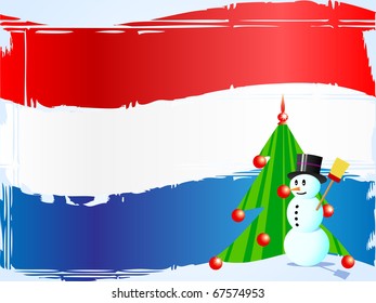 Snowman and tree on the Dutch flag