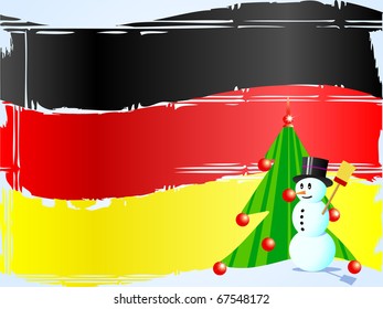 Snowman and tree on the German flag