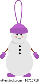 Schneemann-Baumspielzeug, Illustration, Vektorillustration auf weißem Hintergrund.