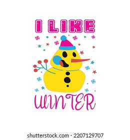 Snowman Typography T-Shirt Design Vector File