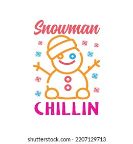 Snowman Typography T-Shirt Design Vector File