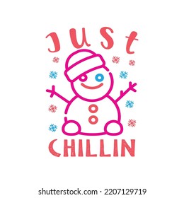 Snowman Typografie T-Shirt Design Vectordatei