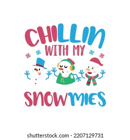 Archivo vector de diseño de camiseta de tipografía de Snowman
