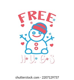Archivo vector de diseño de camiseta de tipografía de Snowman
