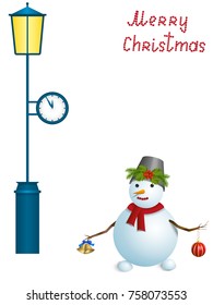 Snowman under the clock