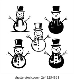 Snowman vector art collection winter holiday season christmas celebration festive snowmen clip art bundle