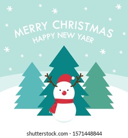 Snowman vector. Snowman character design. Christmas poster. wallpaper. free space for text.