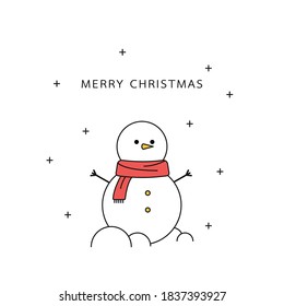 Snowman vector. Snowman character design. Christmas poster.