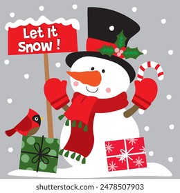 Snowman vector For Christmas Card or Bag design