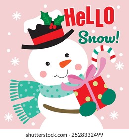 Snowman vector For Christmas Card or Bag design