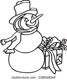 Snowman Vector Clip Art, Black and White