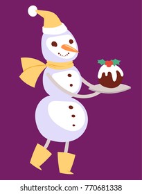 Snowman vector cute cartoon winter christmas character man holiday merry xmas snow people illustration