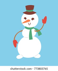 Snowman vector cute cartoon winter christmas character man holiday merry xmas snow people illustration