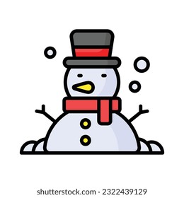Diseño vectorial de Snowman en estilo moderno, aislado en fondo blanco