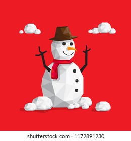 snowman vector equipment with low poly style