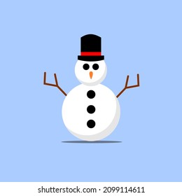 Snowman vector. Snowman flat vector.