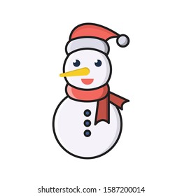 snowman vector flat color line icon 
