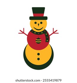 Snowman vector flat icon. Christmas Snowman vector art illustration on white background.