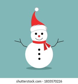 Snowman. Vector snowman. Snowman greeting. Cute Christmas greeting card with snowman.