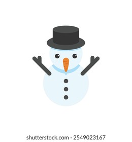 Snowman vector icon. Flat vector illustration of popular Christmas character - snowman wearing hat. Winter season concept. 