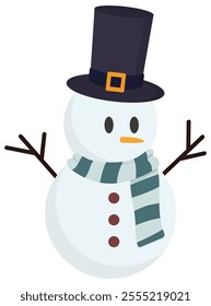 Snowman vector icon flat style isolated on white background.