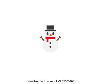 Snowman Vector Icon. Isolated Happy Snowman emoji illustration