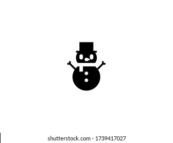 Icono del vector Snowman. Isolación de emoji Happy Snowman