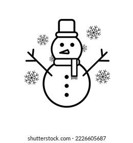 Snowman vector icon isolated on white background, vector illustration