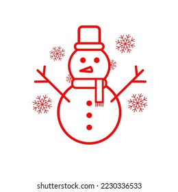 Snowman vector icon isolated on white background, vector illustration