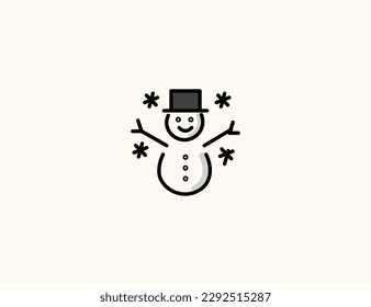 Snowman vector icon. Isolated Snow Man flat illustration - Vector
