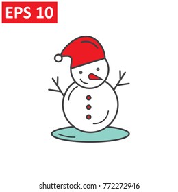 Snowman vector icon. Merry Christmas icon