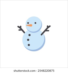 Ícone vetorial do boneco de neve. Ilustração minimalista da escultura popular de inverno feita de neve. Natal, Ano Novo, conceito de estação fria.