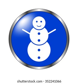 snowman - vector icon on the blue button