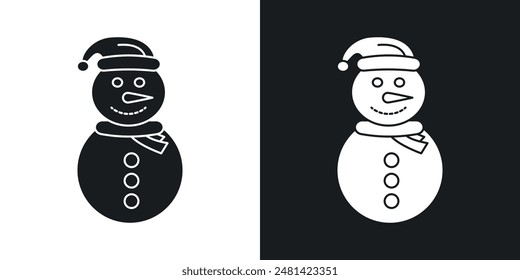 Snowman vector icon set in black color.