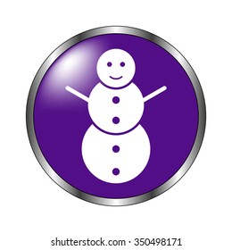 snowman - vector icon; violet button