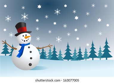 Snowman, vector illustration 