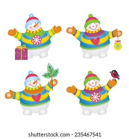 Snowman. Vector illustration.