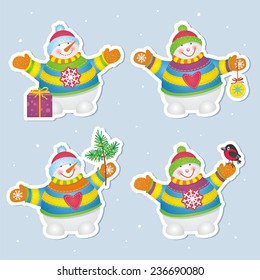 Snowman. Vector illustration.