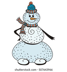 Snowman. Vector illustration.