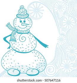 Snowman. Vector illustration.