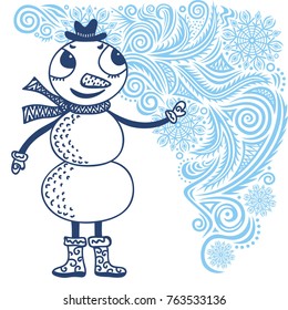 Snowman. Vector illustration.