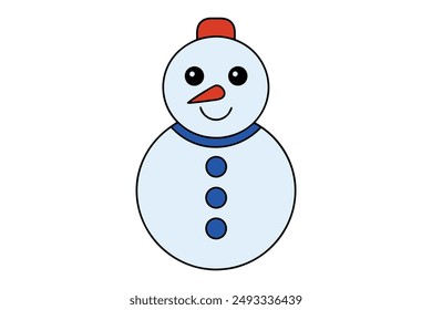 Snowman Vector Illustration Cartoon, Clipart, and Line Art Design