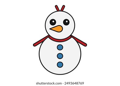 Snowman Vector Illustration Cartoon, Clipart, and Line Art Design