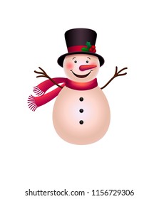 Snowman vector illustration. Cute cartoon christmas snowman isolated on white background. Merry christmas and happy new year design element from my holiday collection. Winter. EPS 10