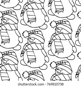 Snowman vector illustration. Doodle style. Design, print, decor, textile, paper