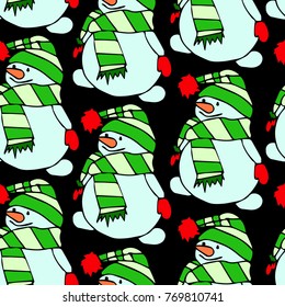 Snowman vector illustration. Doodle style. Design, print, decor, textile, paper