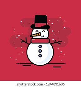 Snowman Vector Illustration in Flat Style Design